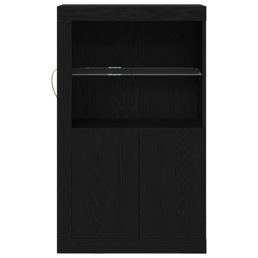 Dressoir Met Led-Verlichting 60,5X37X100 Cm Zwart eiken