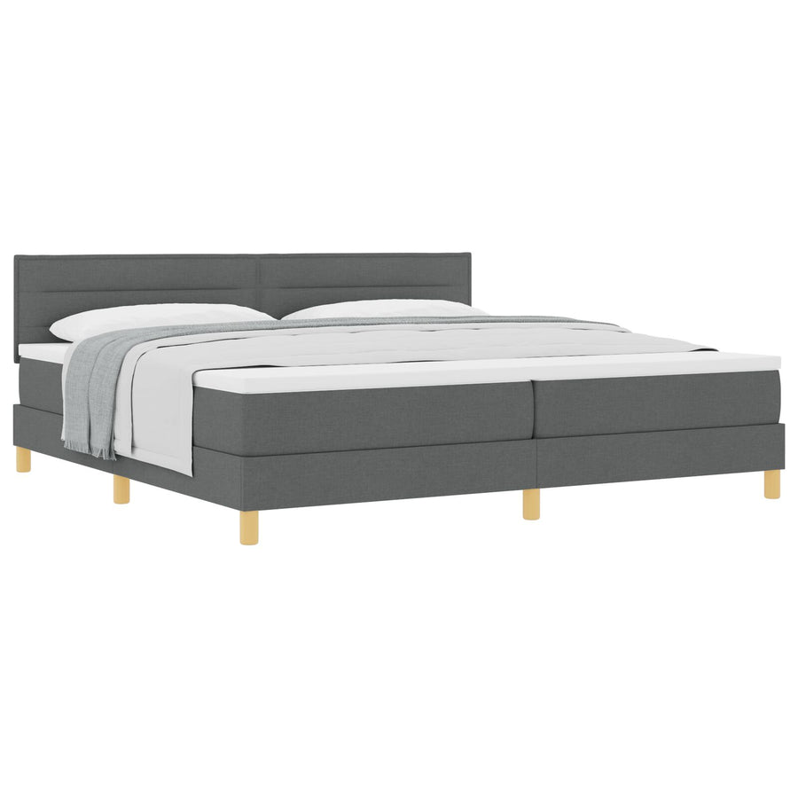Boxspringbed Met Matras Stof Donkergrijs 200 x 200 cm Lijnen ontwerp