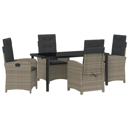 5-Delig Tuin Eetset Met Kussens Grijs Poly Rattan