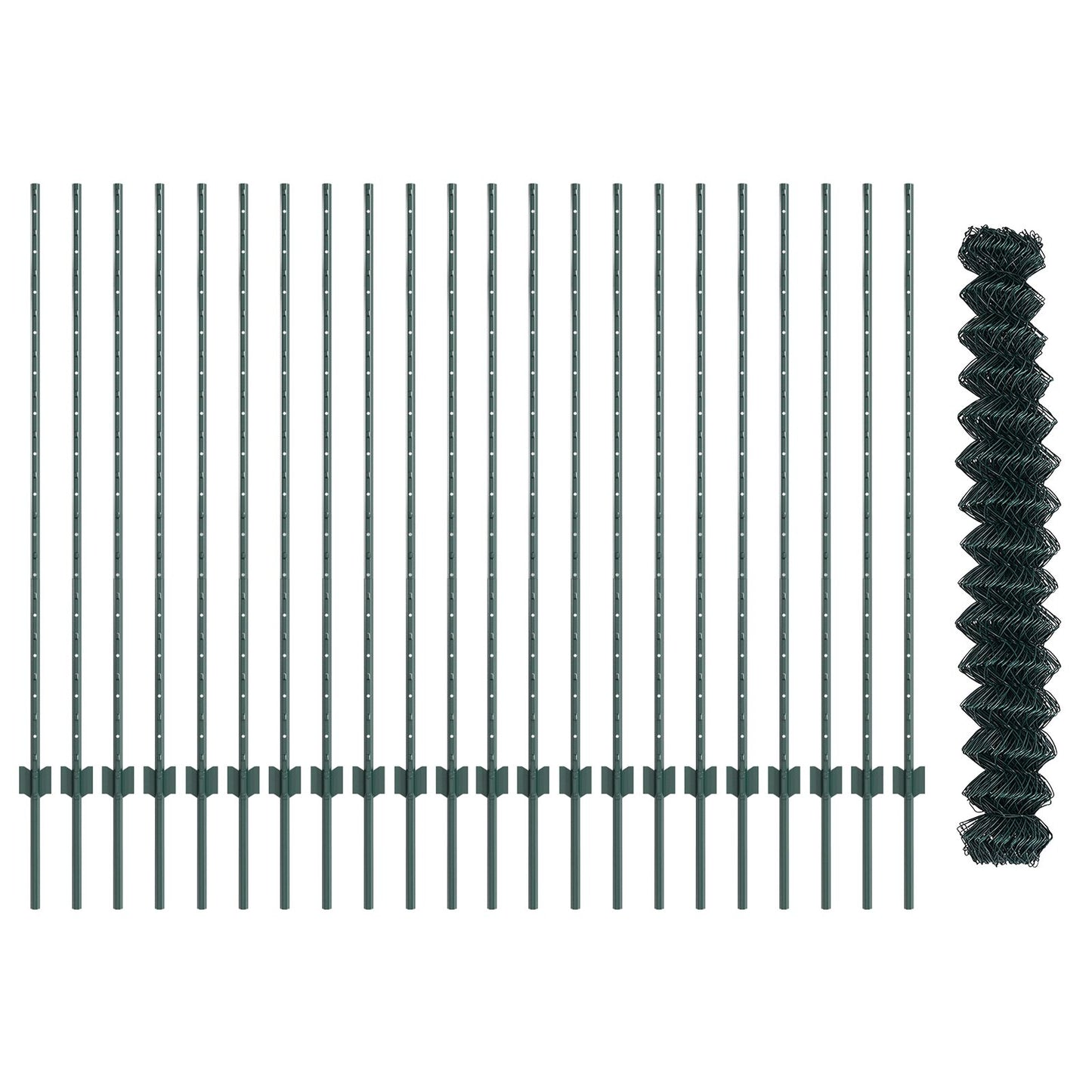 Kettinglinkhek Met 22 U-Palen Groen 1.4X25 M Staal