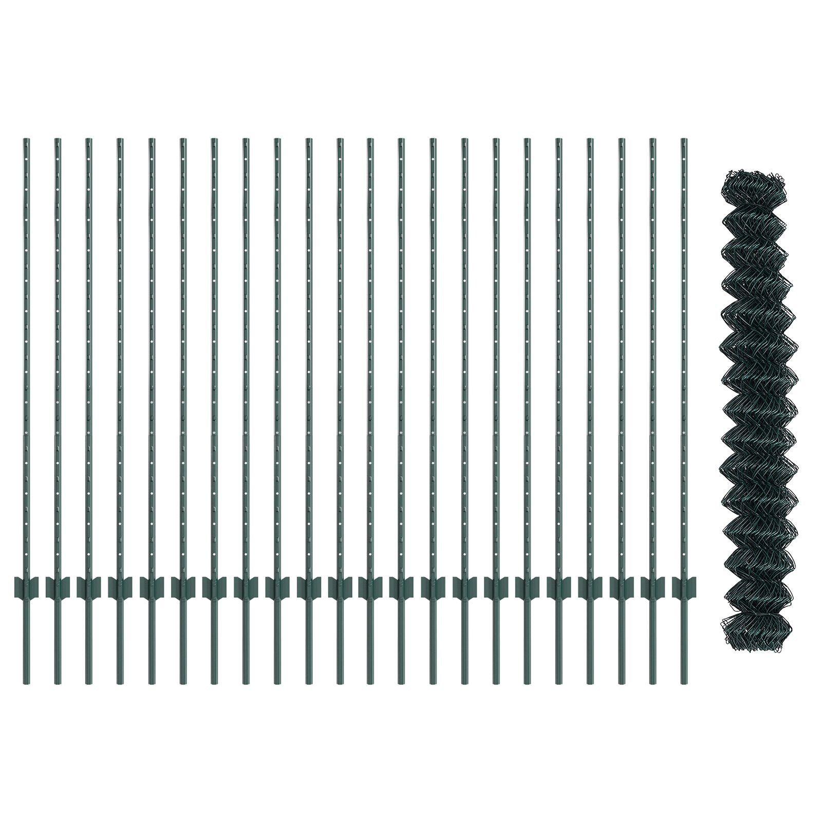 Kettinglinkhek Met 22 U-Palen Groen 1.4X25 M Staal