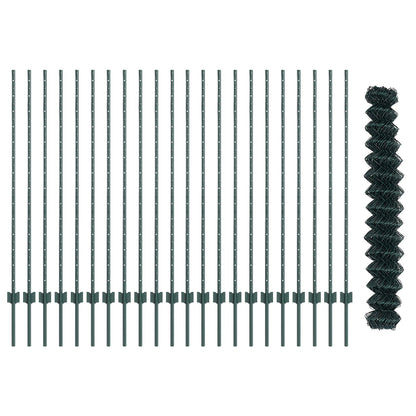 Kettinglinkhek Met 22 U-Palen Groen 1.4X25 M Staal