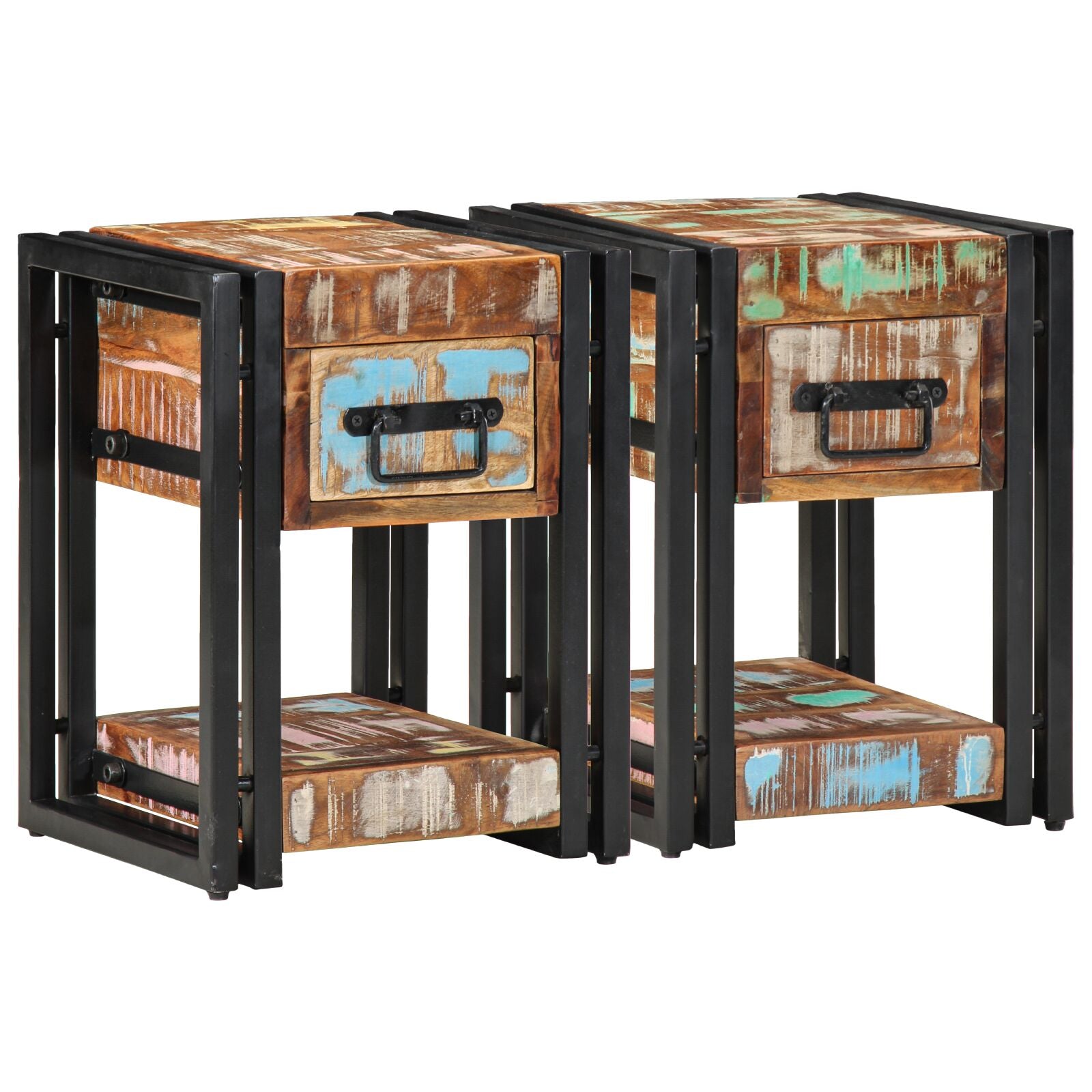 Nachtkasten 2 Stuks 40X40X40 Cm 30 x 30 x 40 cm Massief gerecycled hout