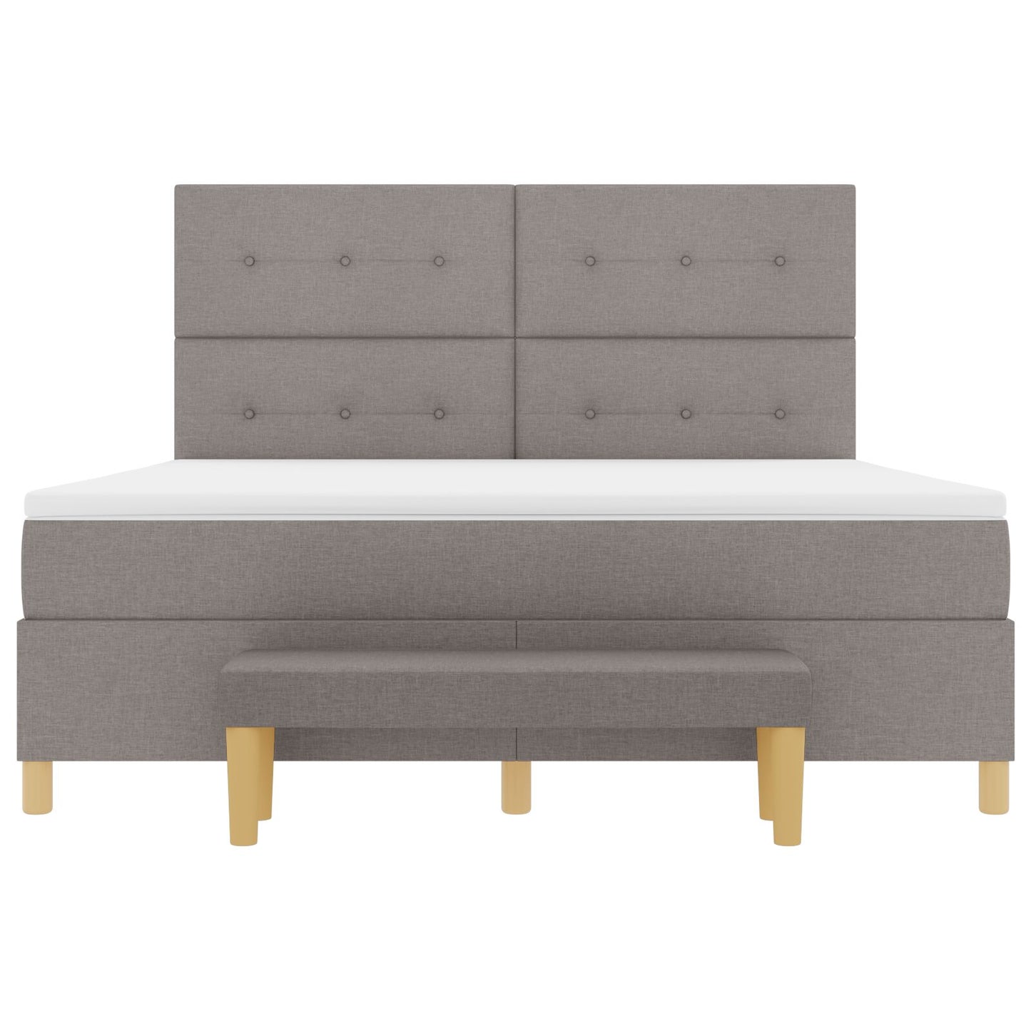 Boxspring Met Matras & Bank Stof Taupe 180 x 200 cm Knopgestikt