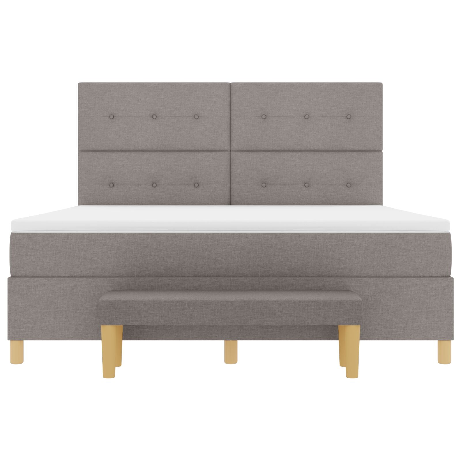 Boxspring Met Matras & Bank Stof Taupe 180 x 200 cm Knopgestikt