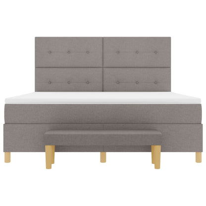 Boxspring Met Matras & Bank Stof Taupe 180 x 200 cm Knopgestikt