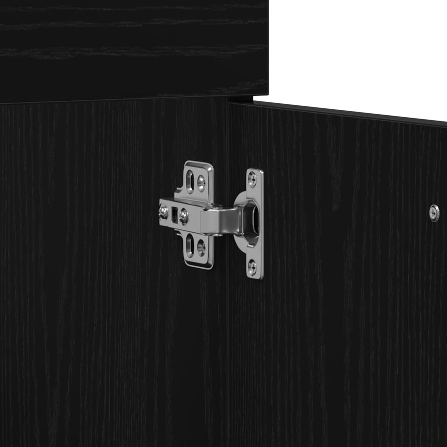 Badkamermeubelset Set Van 3 Zwart Eiken Gefabriceerd Hout