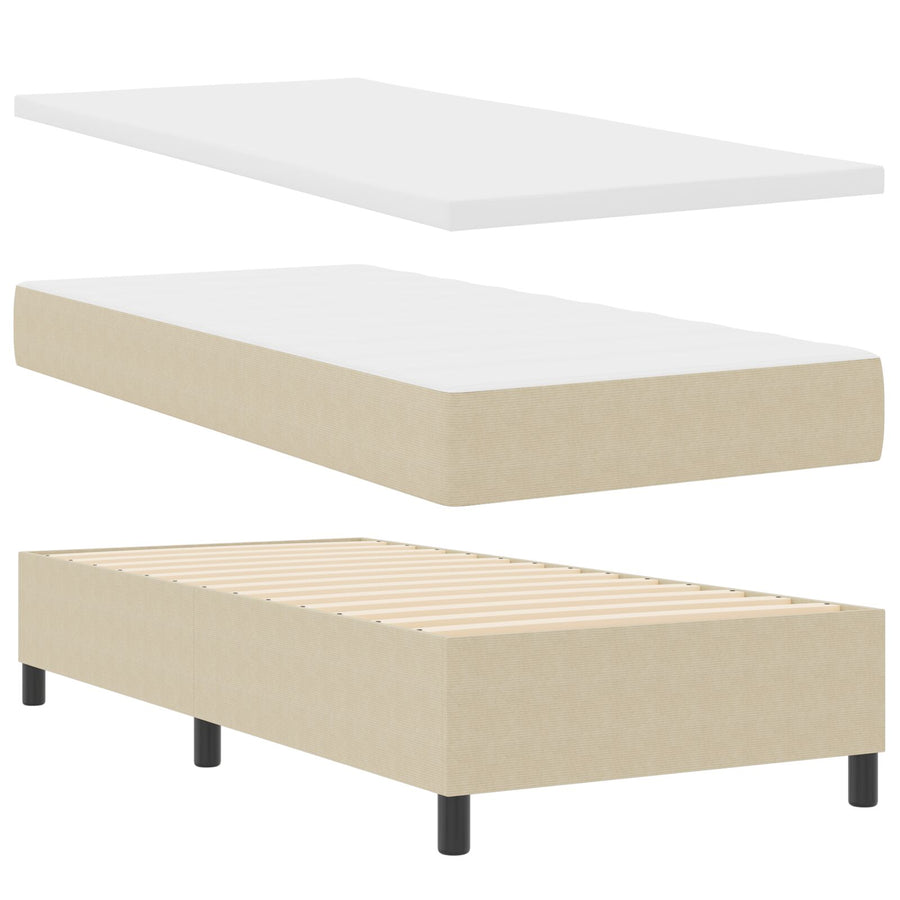 Box Spring Bed Met Matras Lichtgroen Grijs 80X200 Cm Corduroy Stof