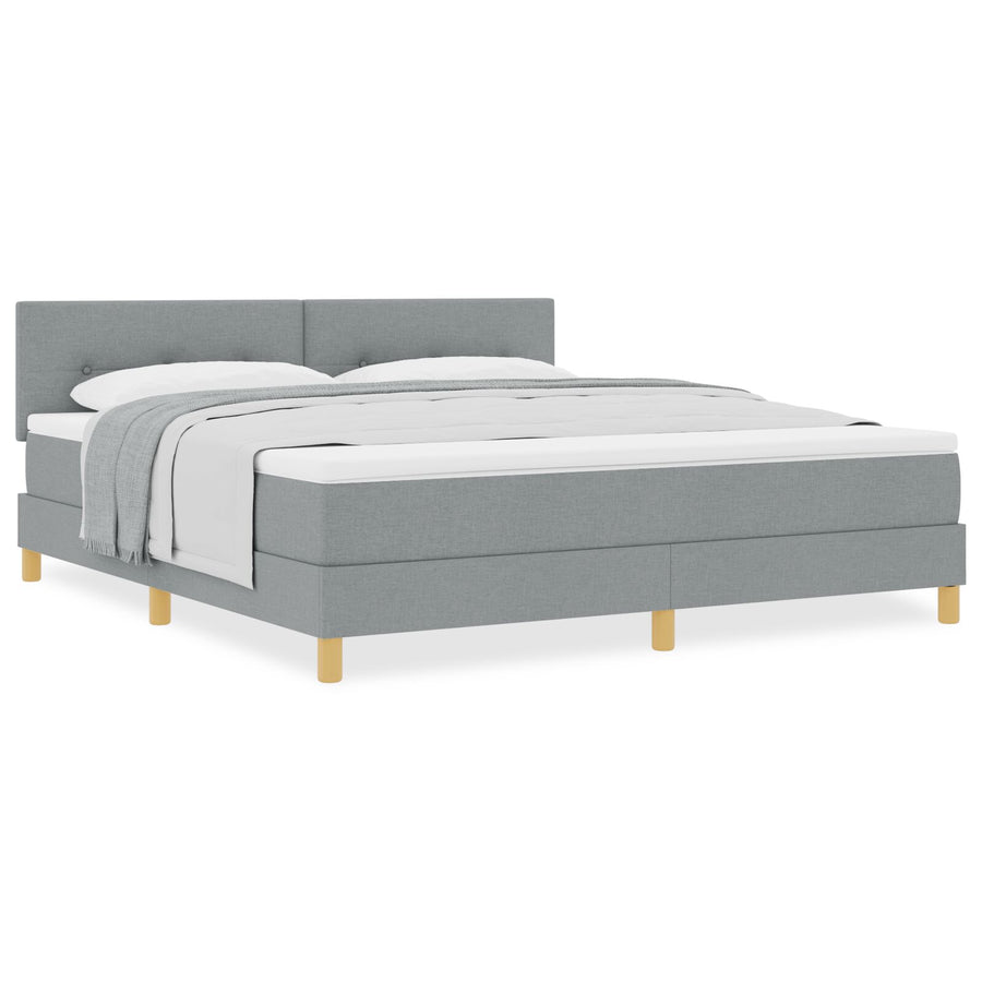 Boxspring Bed Met Matras Stof Lichtgrijs 180 x 200 cm Met knoop gestikt