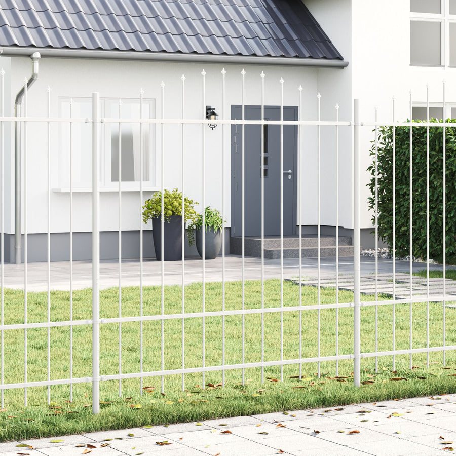 Tuinhek Met Hoedtop 13,6X1,75 M Staal Wit 13.6 m 150-175 cm