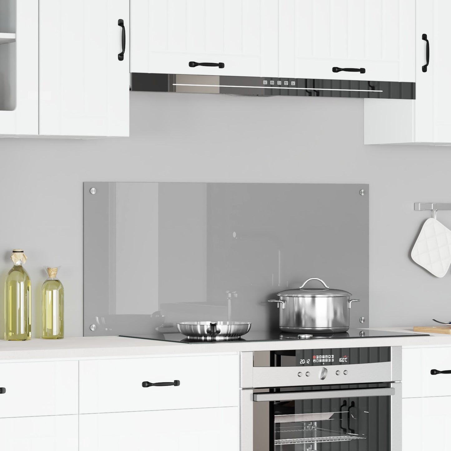 Keuken Achterwand 110X50X0,6 Cm Gehard Glas Lichtgrijs 110 x 50 cm