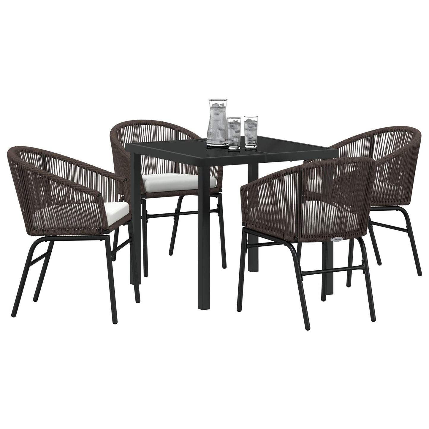 5-Delig Tuin Eetset Bruin Poly Rattan