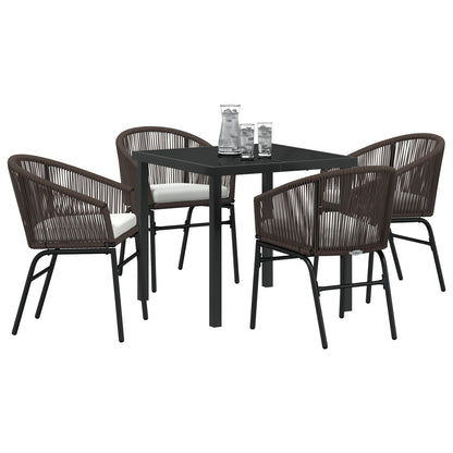 5-Delig Tuin Eetset Bruin Poly Rattan
