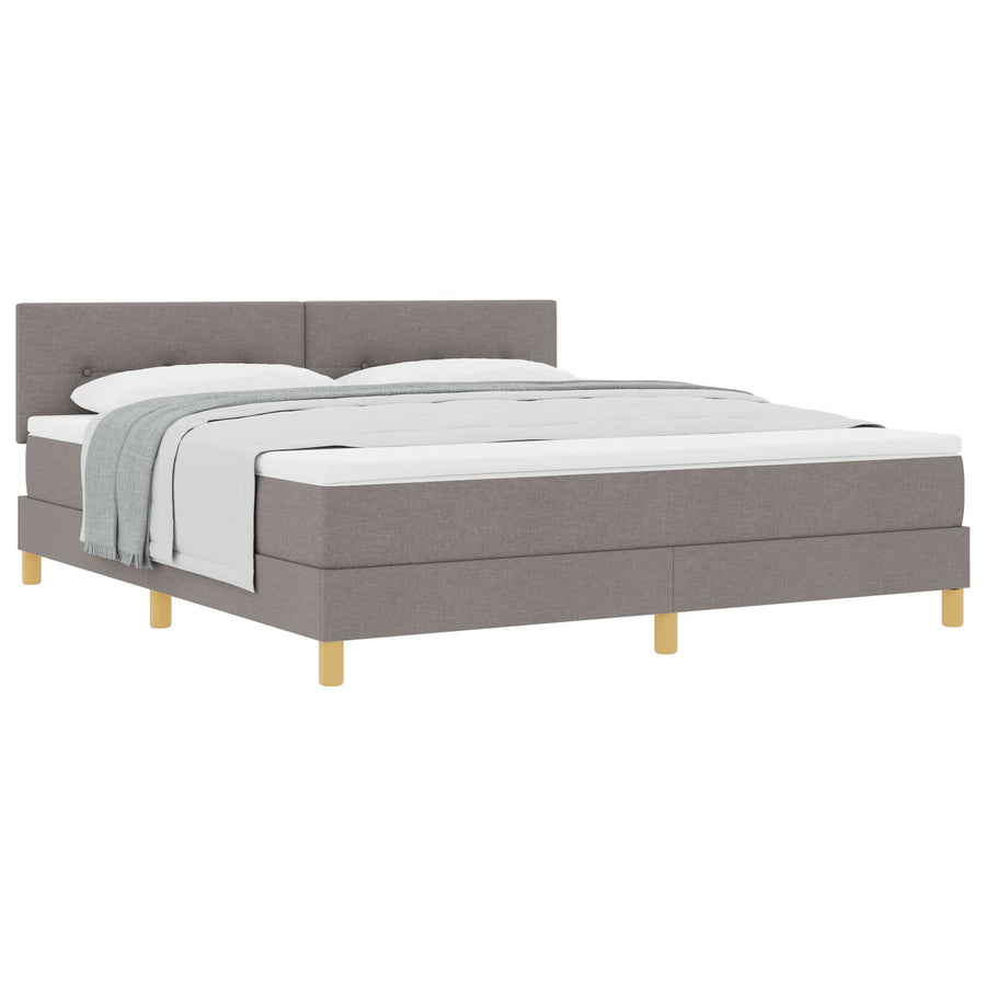 Boxspring Bed Met Matras Stof Taupe 180 x 200 cm Knoopgestikt