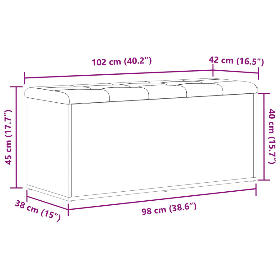 Opslagbank 100X40X45 Cm Gelaagd Hout Zwart eiken 102 x 42 x 45 cm