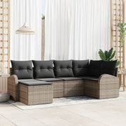 Tuinset poly rattan 6-delig grijs