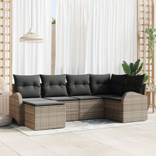 6-Delige Tuin Sofa Set Met Kussens Grijs Poly Rattan