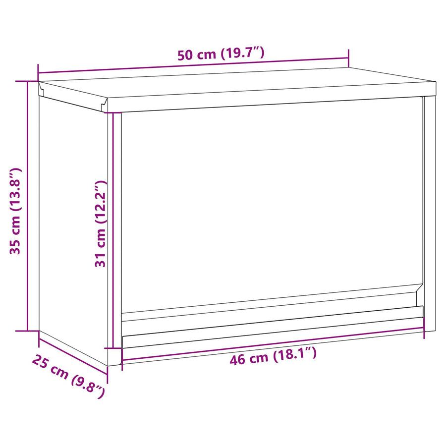 Muurbevestigde Gereedschapskast Met Gas-Lift Deur In , 50X25X35 Cm 50 cm Rood en grijs