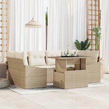 Tuinbank Set Set Van 7 Beige Rattan Buitenbank Rechthoekig