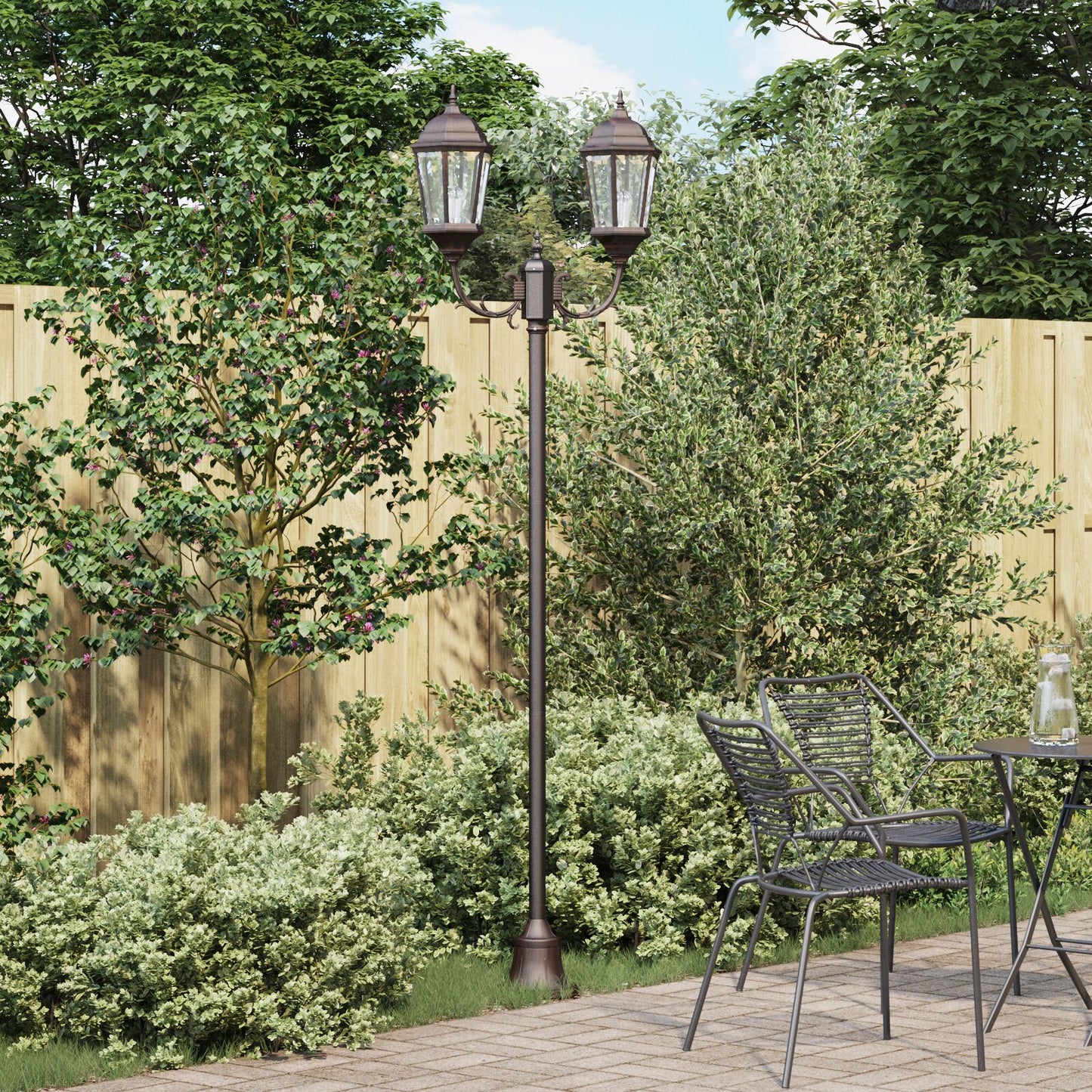 Tuinlichtpaal 2-Lamp E27 220 Cm Aluminium Brons