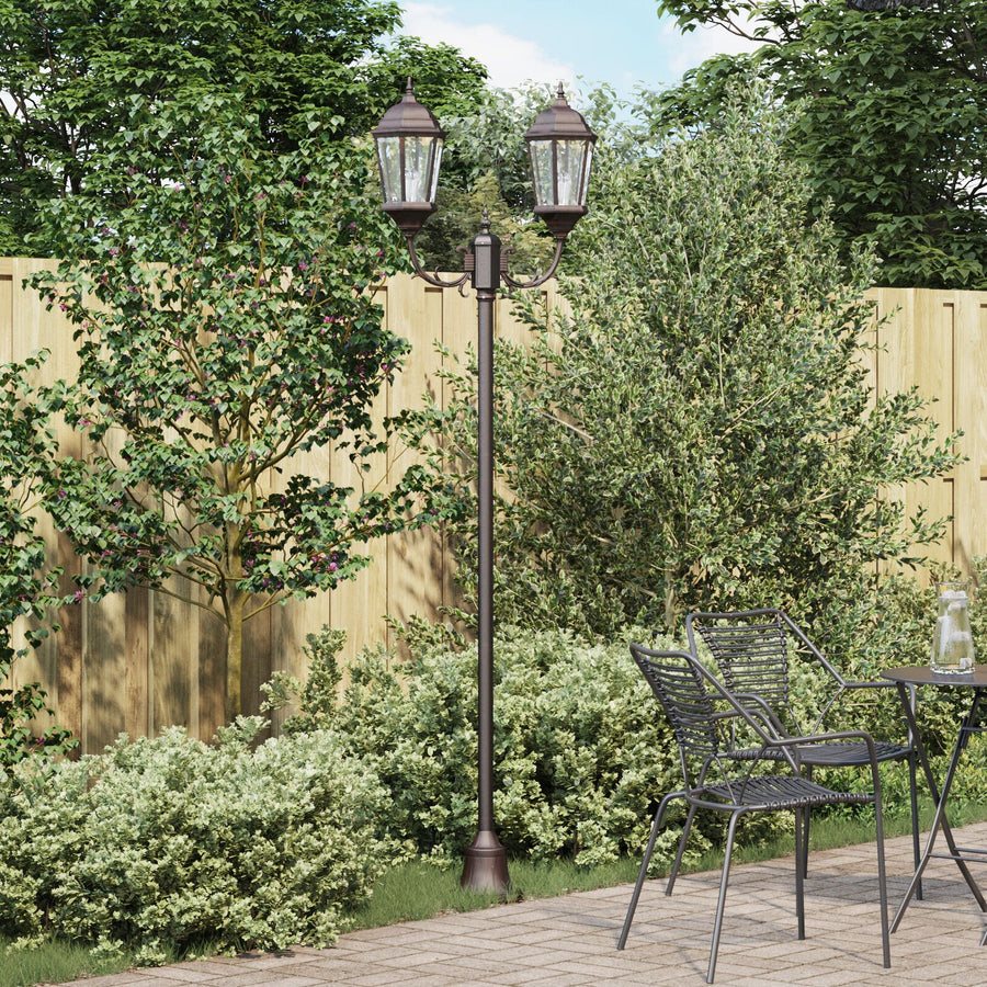 Tuinlichtpaal 2-Lamp E27 220 Cm Aluminium Brons