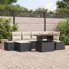 Garden Dining Set with Cushions 7 pcs Black and Beige