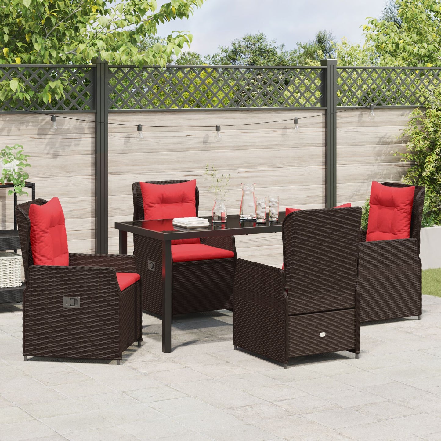 5 Persoons Tuinset Bruin Poly Rattan