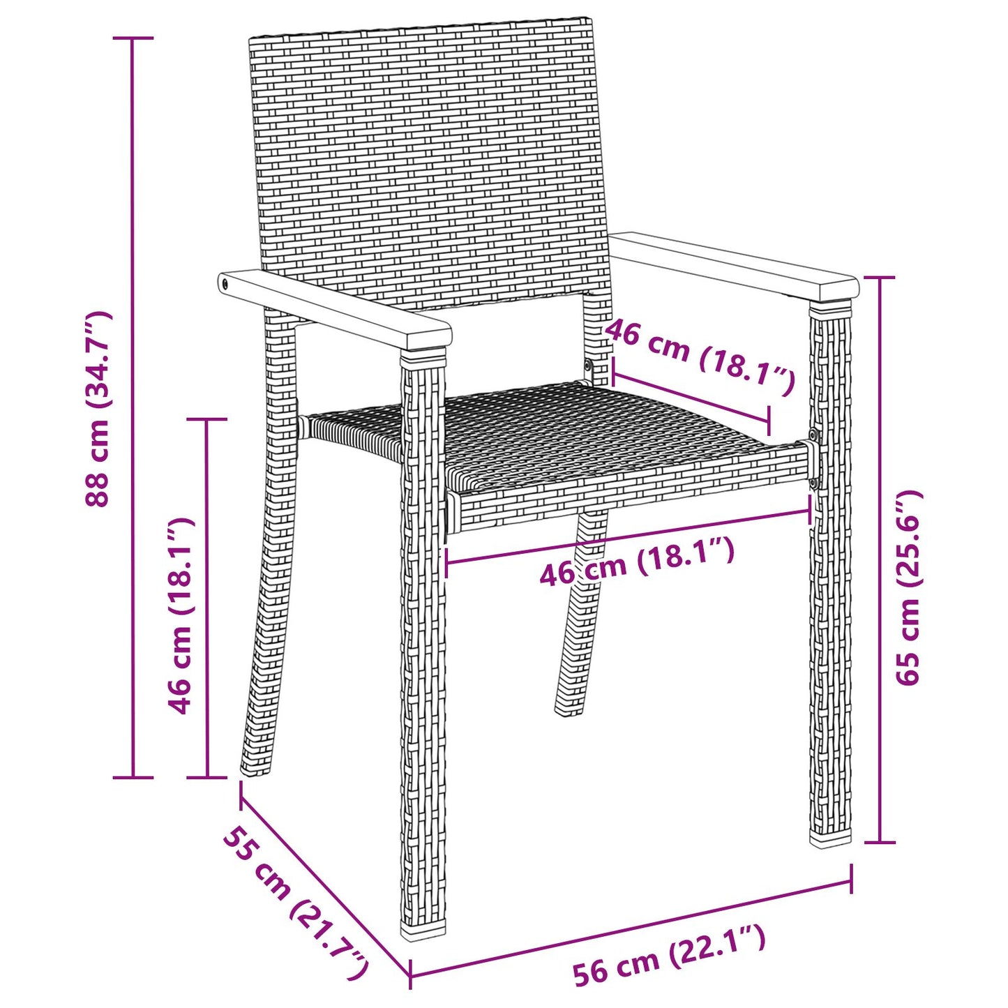5-Delige Tuin Eetset Zwart Poly Rattan