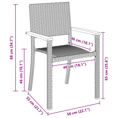 5-Delige Tuin Eetset Zwart Poly Rattan