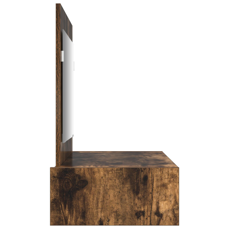 Wandmontage Kaptafel 100 x 40 x 70 cm Gerookt Eiken zonder LED