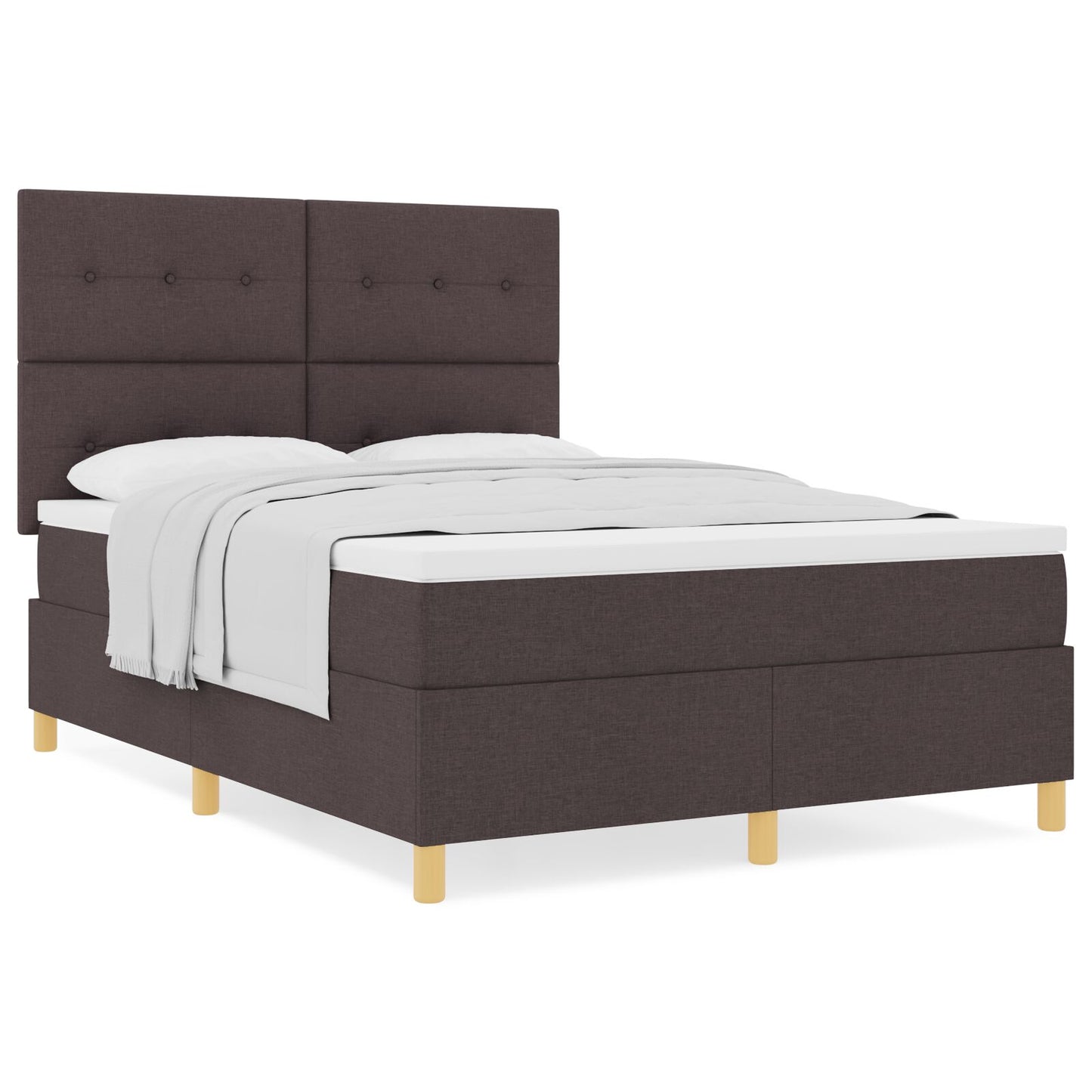 Boxspringbed Met Matras Donkerbruin 140X200 Cm Stof Blauw