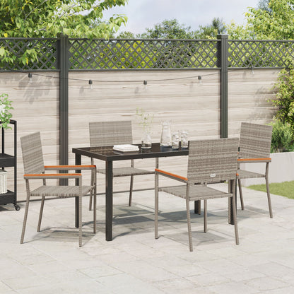 5 Delige Tuin Eetset Grijs Poly Rattan