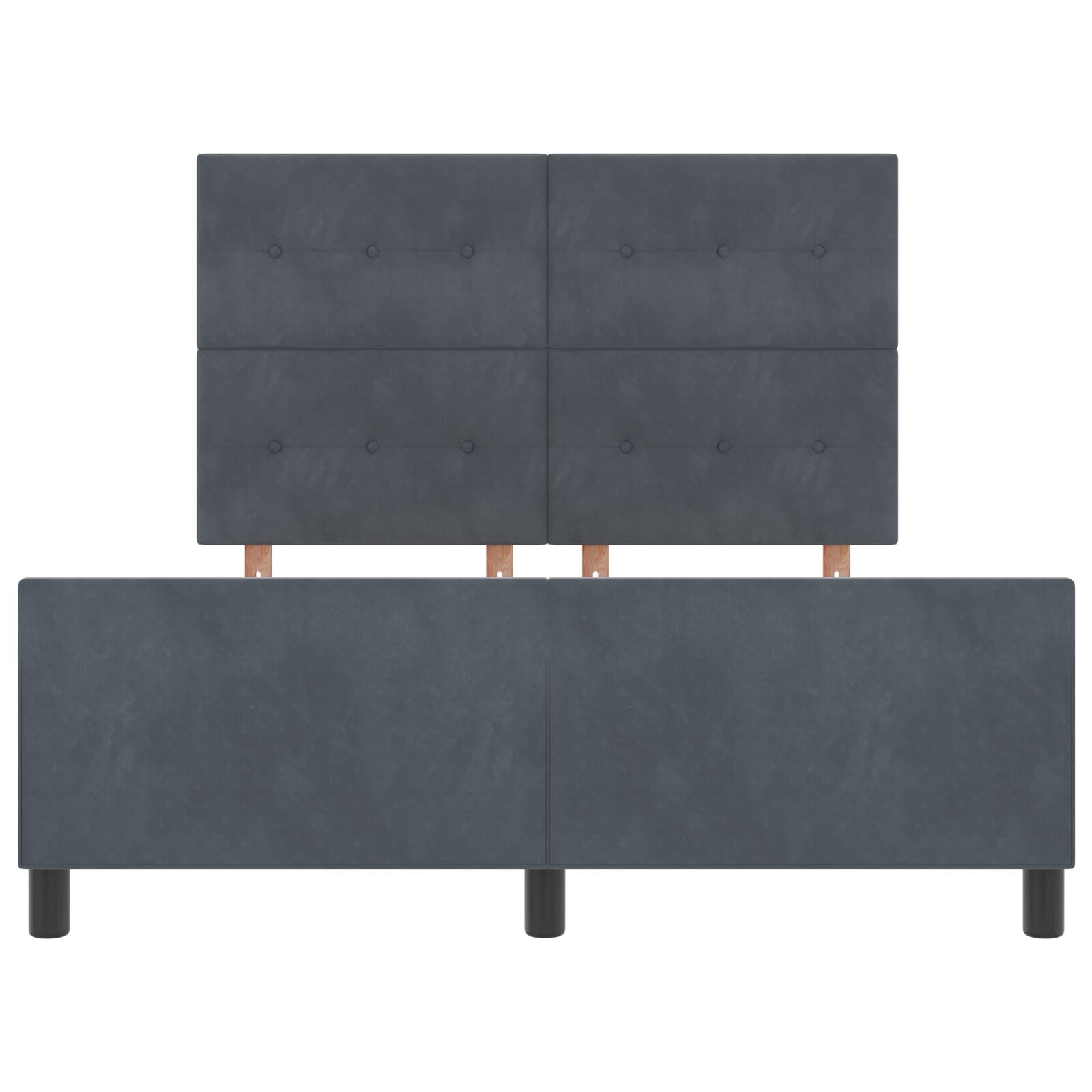 Donkergrijze Velours Bedombouw 140X190 Cm Crème