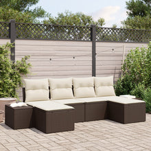 6-Persoons Tuin Sofa Set Met Kussens Bruin Poly Rattan