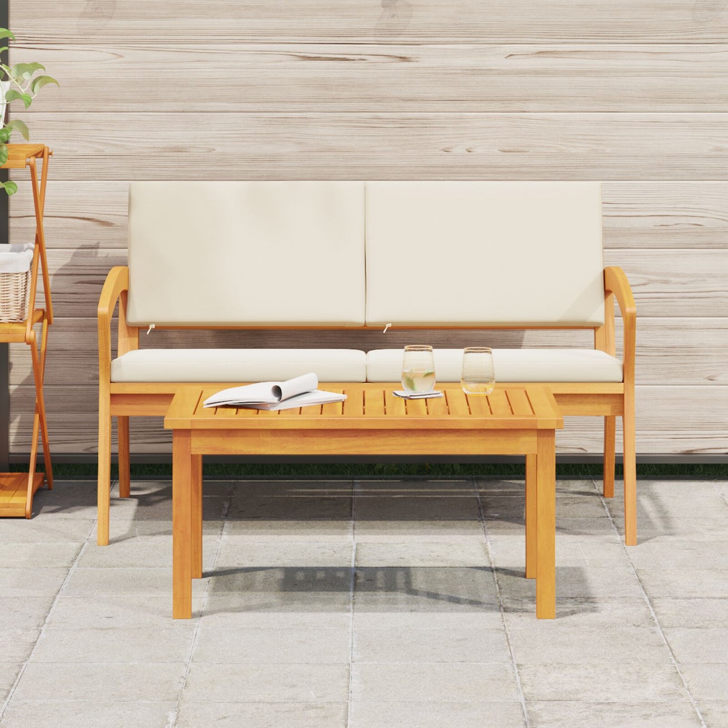 75X40X38 Cm Massief Acaciahout zonder kussen Salontafel