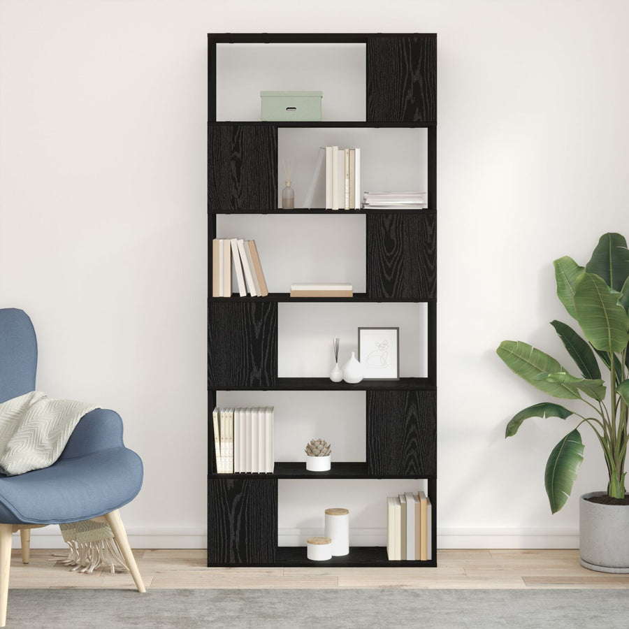 Boekenplank Ingenieurshout Zwart eiken 80 x 24 x 186 cm