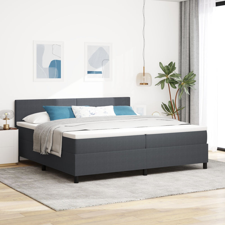 Boxspringbed Met Matras Donkergrijs 200 X 200 Cm Ribstof
