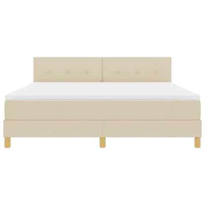 Boxspringbed Met Matras Stof Crème 180 x 200 cm Geknoopt