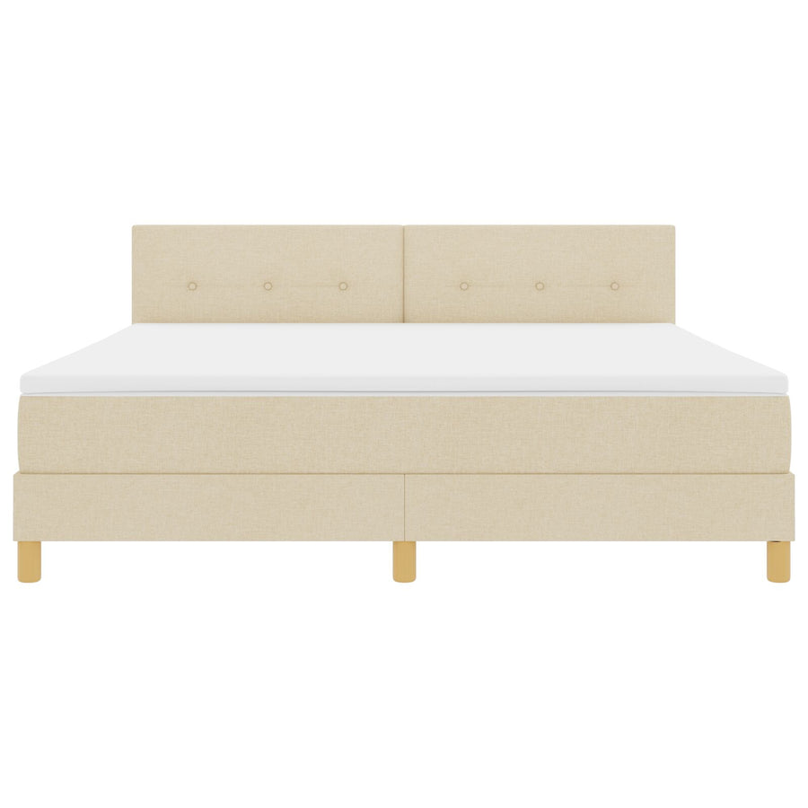 Boxspringbed Met Matras Stof Crème 180 x 200 cm Geknoopt