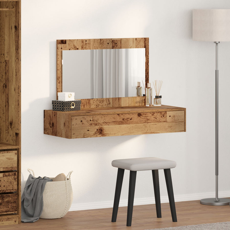 Wandkaptafel - Vintage Hout - 100 x 40 x 70 cm Oude hout zonder LED