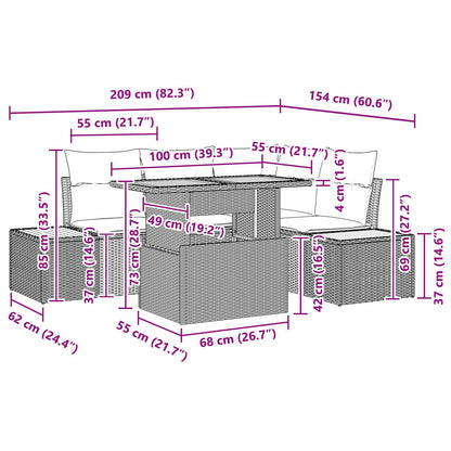 Tuin Sofa Set Set Van 5 Zwart Rattan Tuin Hoekbank Rechthoekig