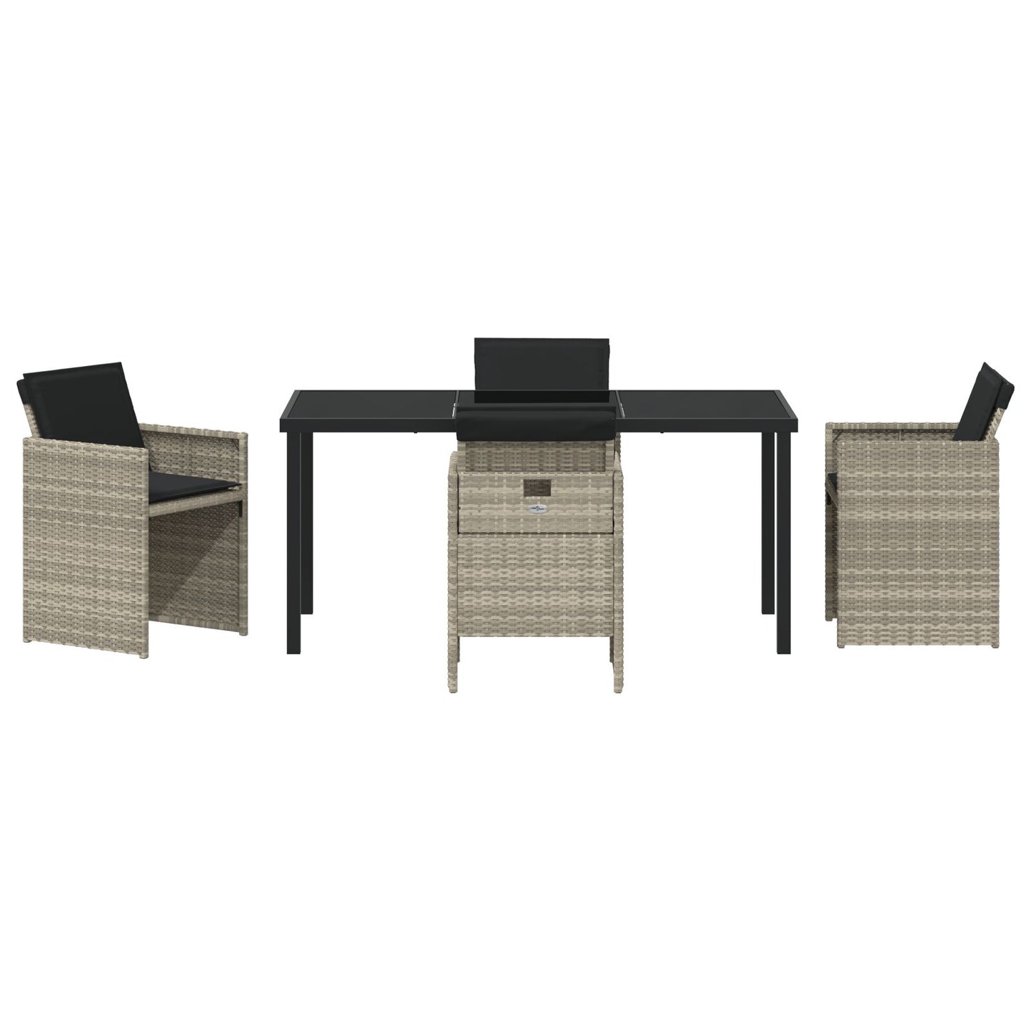 5-Delige Tuin Eetset Met Kussens Lichtgrijs Poly Rattan