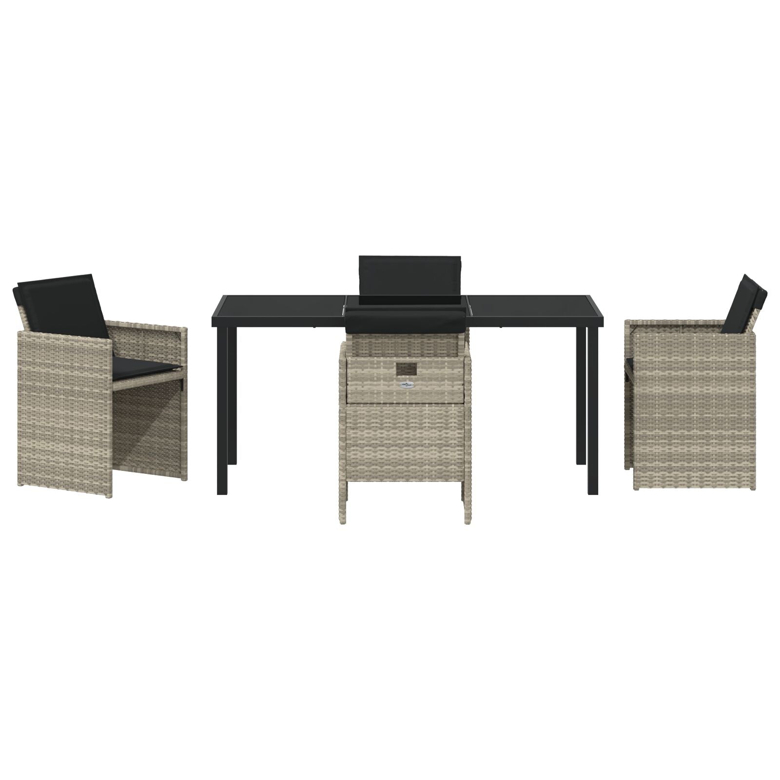 5-Delige Tuin Eetset Met Kussens Lichtgrijs Poly Rattan