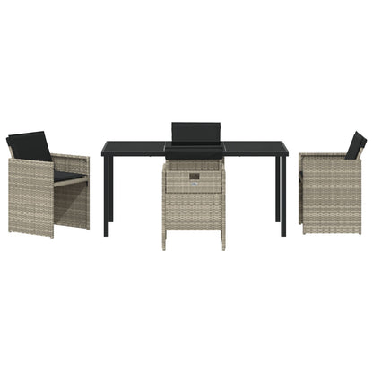 5-Delige Tuin Eetset Met Kussens Lichtgrijs Poly Rattan