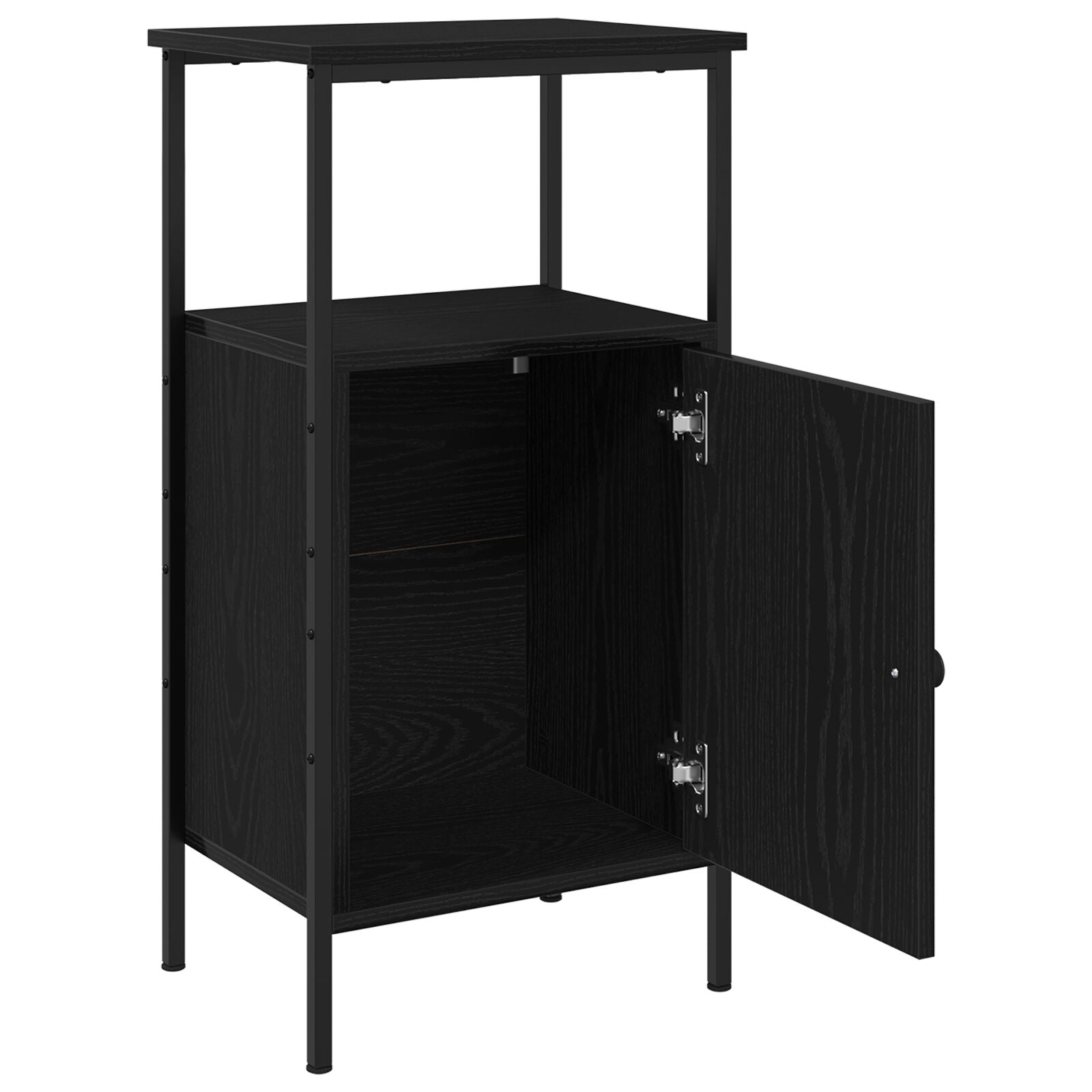 Nachtkastje 41X31X80 Cm Bewerkt Hout Zwart eiken