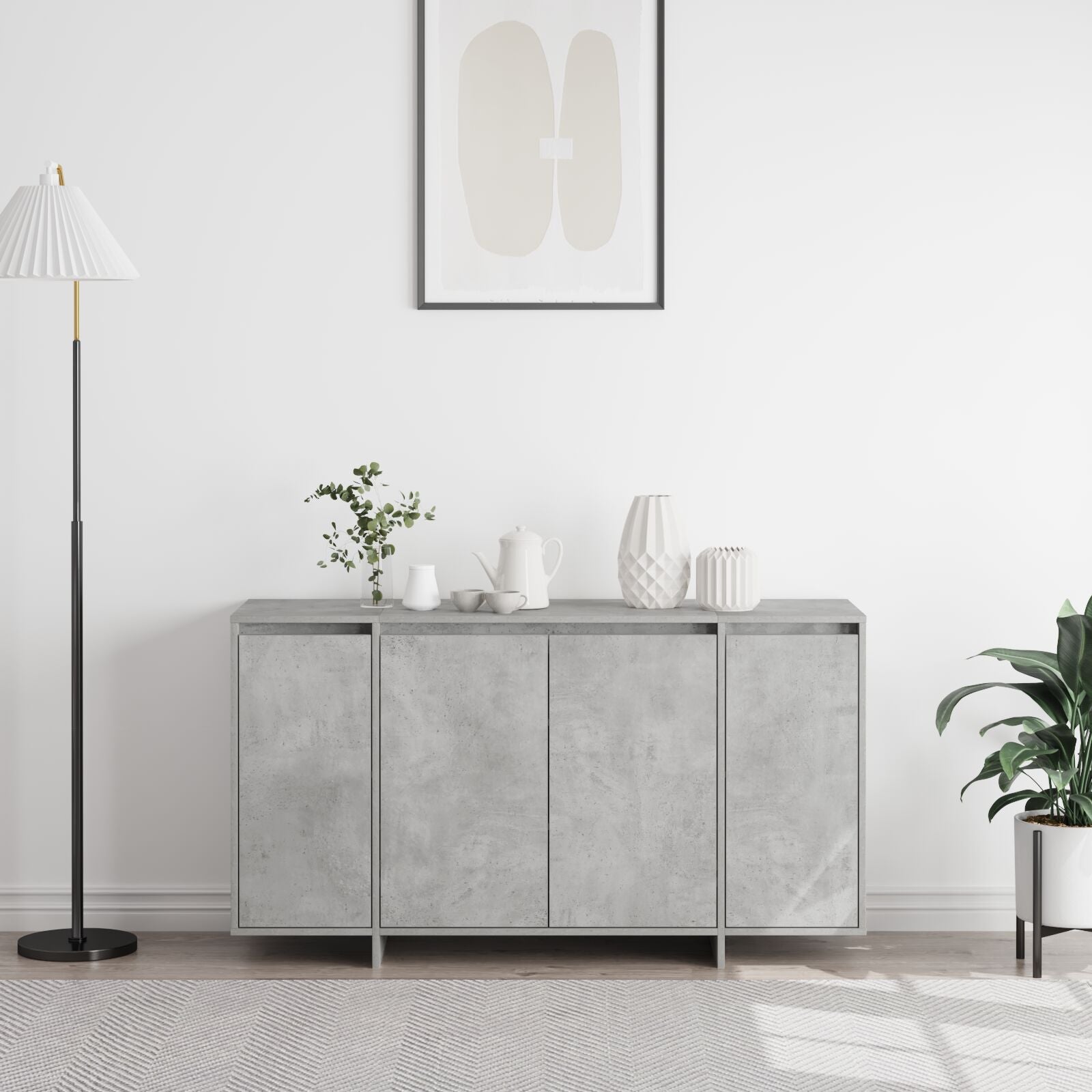 Beton Grijs Dressoir Beton Grijs Bewerkt Hout 135 X 41 X 75 Cm
