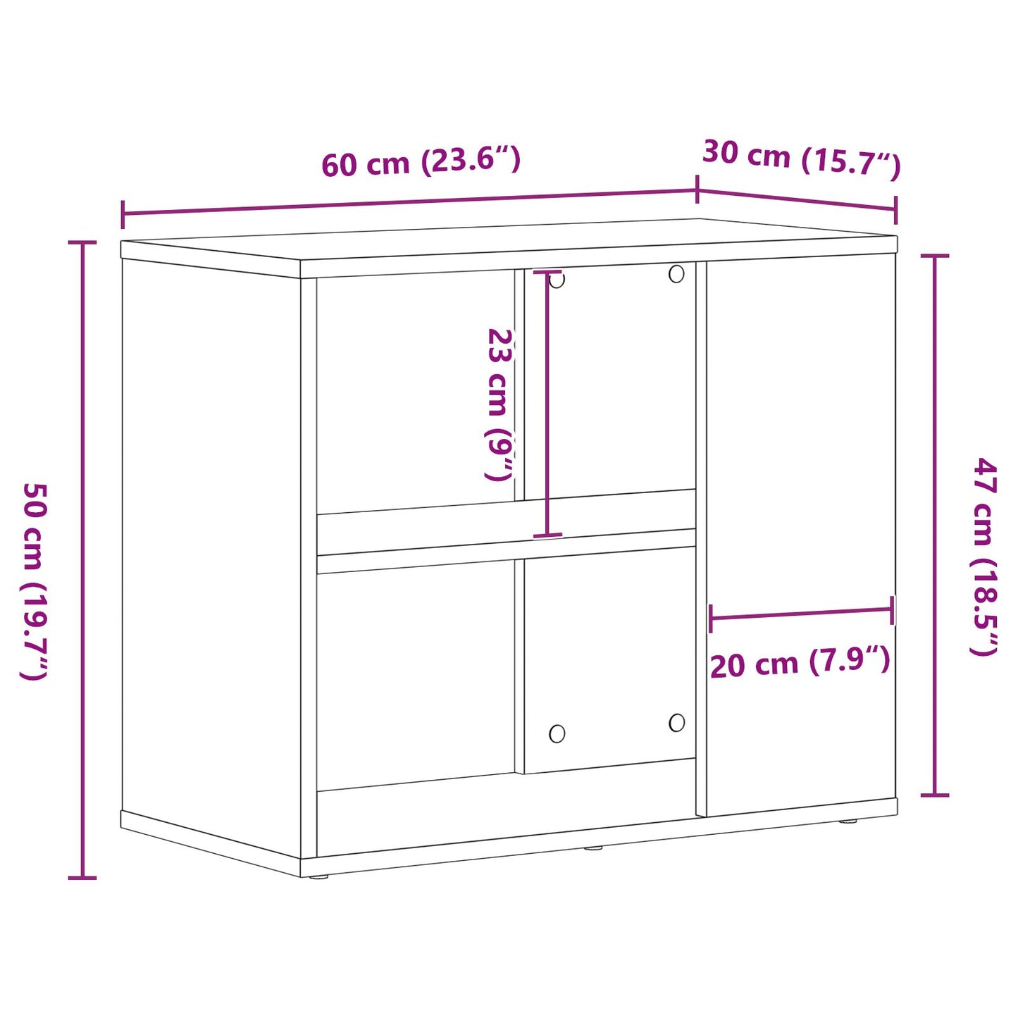Dressoir Zwart Eik 60X30X50 Cm Bewerkt Hout