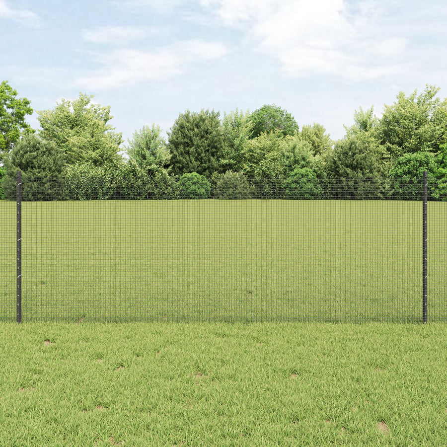 Gelaste Draadschutting Met 11 U-Palen Grijs 0,8X25 M Staal