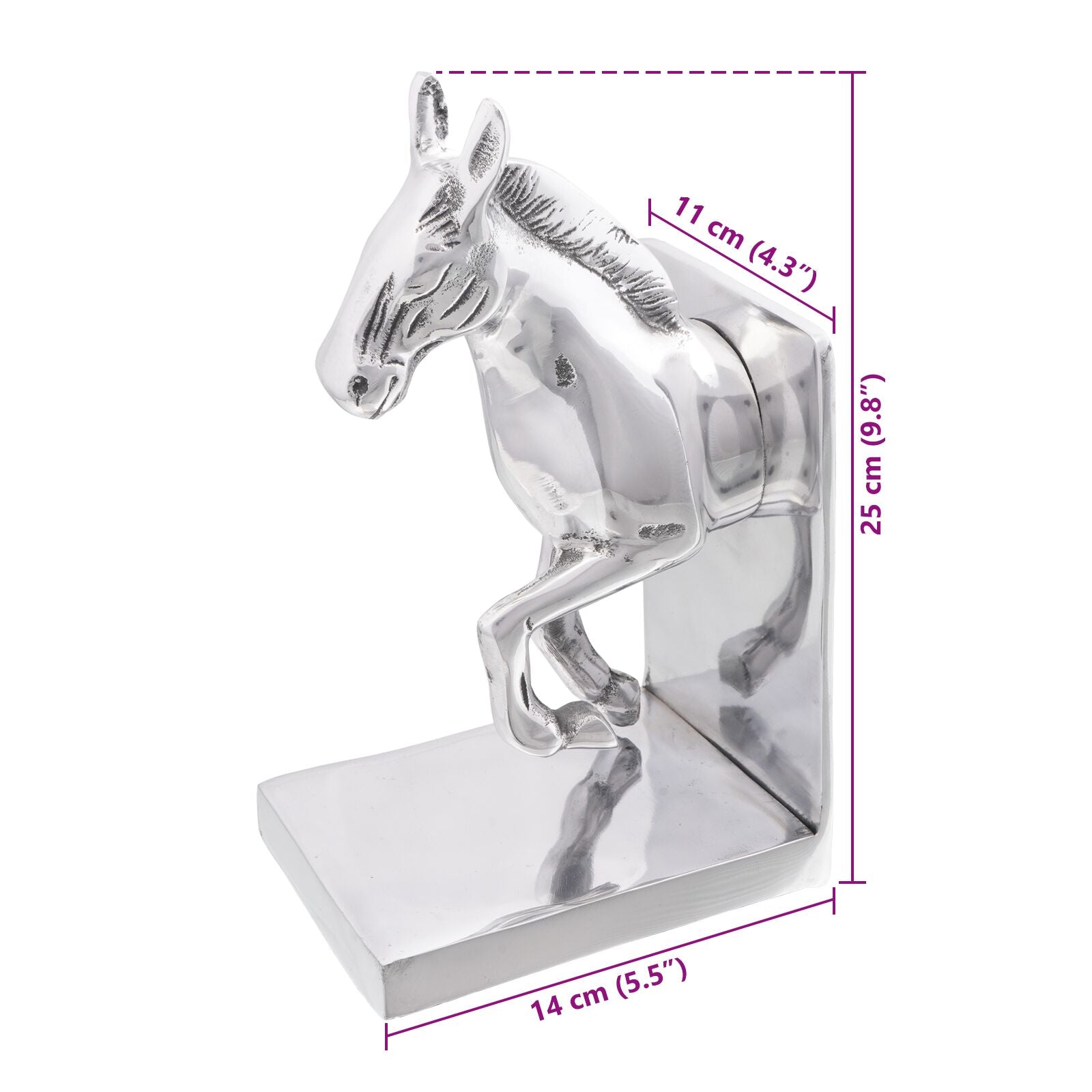 Boekensteunen 2 Stuks Zilver 11X14X25 Cm Aluminium Paard