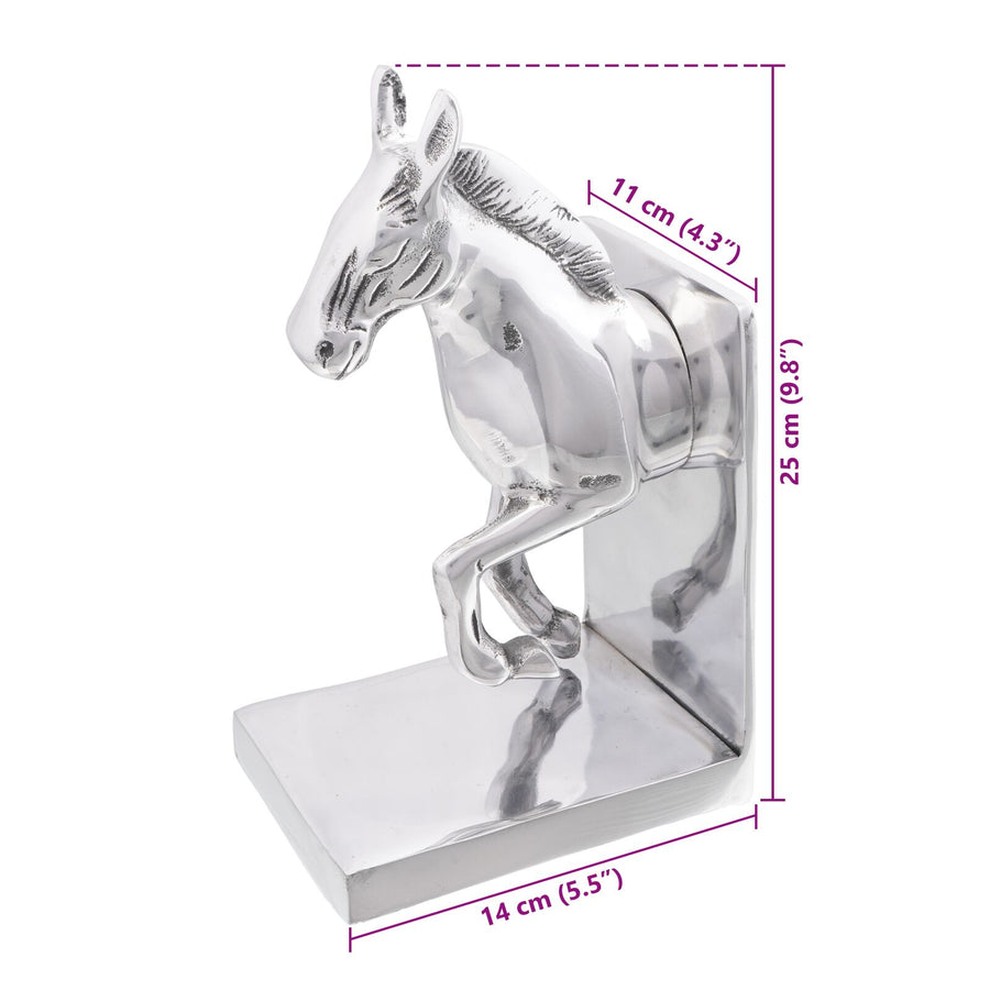 Boekensteunen 2 Stuks Zilver 11X14X25 Cm Aluminium Paard